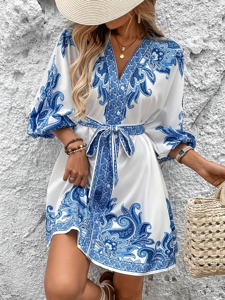 Luna’s Mediterranean Whimsy Embroidered Mini Dress