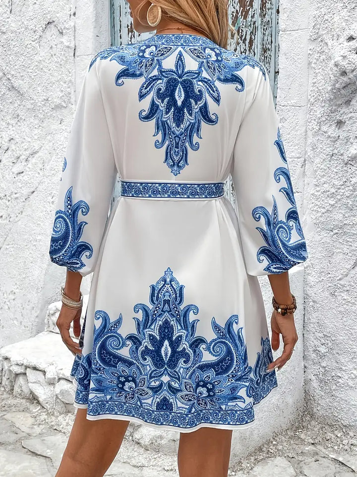 Luna’s Mediterranean Whimsy Embroidered Mini Dress