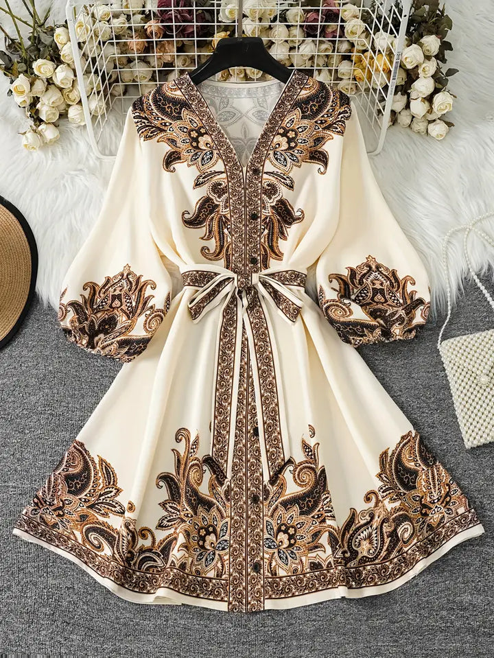 Luna’s Mediterranean Whimsy Embroidered Mini Dress