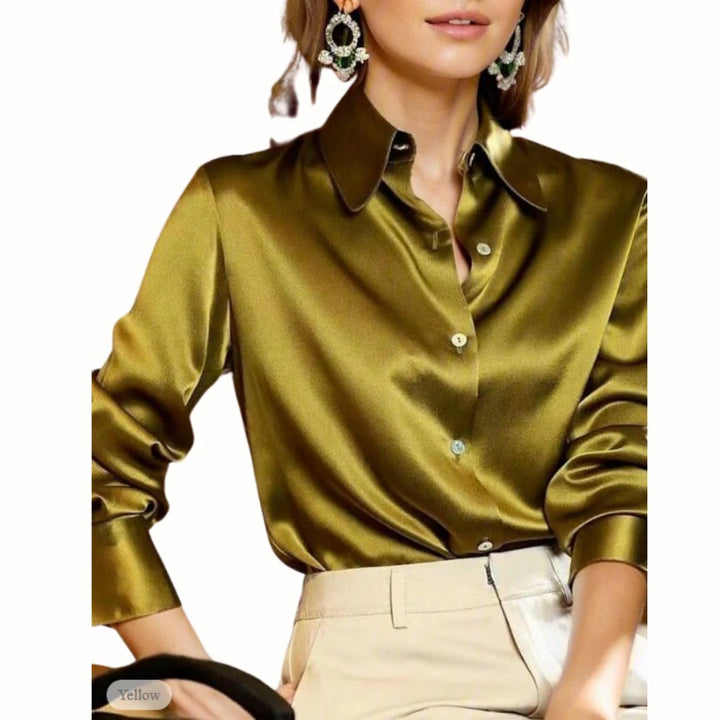 Luna’s Midnight Allure Draped Button Blouse