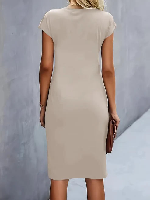 Luna’s Midnight Whisper Draped Midi Dress