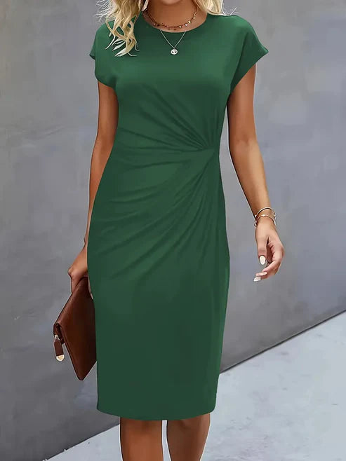 Luna’s Midnight Whisper Draped Midi Dress