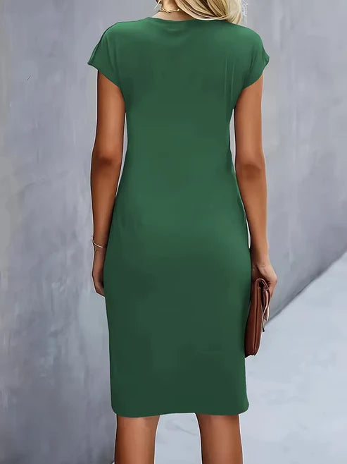 Luna’s Midnight Whisper Draped Midi Dress