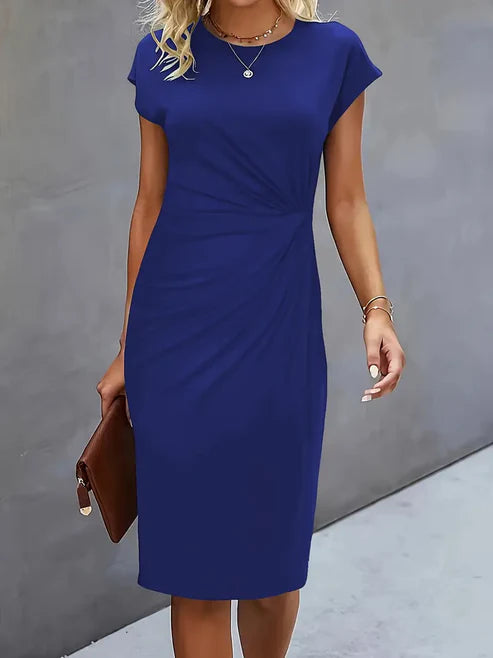 Luna’s Midnight Whisper Draped Midi Dress