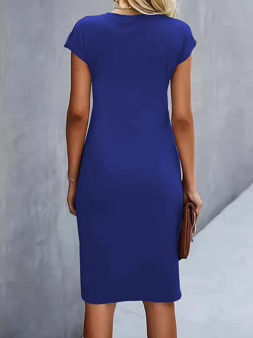 Luna’s Midnight Whisper Draped Midi Dress