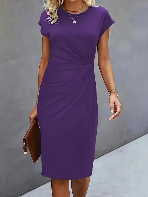 Luna’s Midnight Whisper Draped Midi Dress