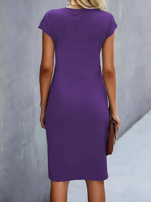Luna’s Midnight Whisper Draped Midi Dress