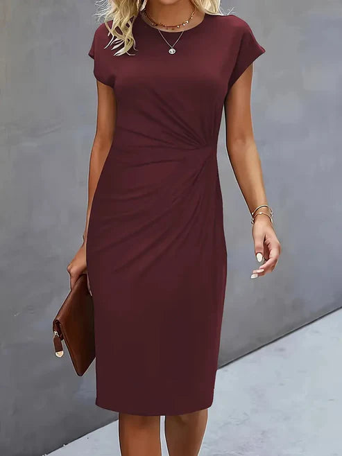Luna’s Midnight Whisper Draped Midi Dress