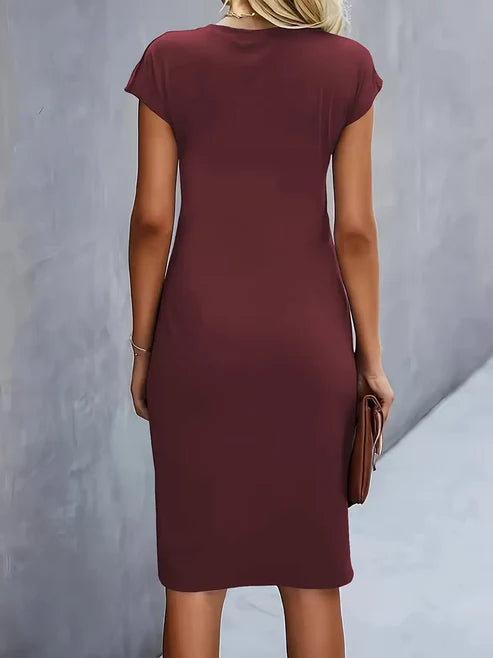 Luna’s Midnight Whisper Draped Midi Dress