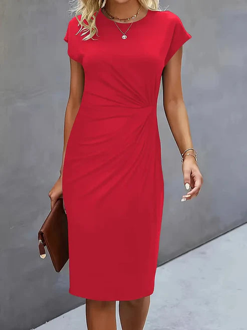 Luna’s Midnight Whisper Draped Midi Dress