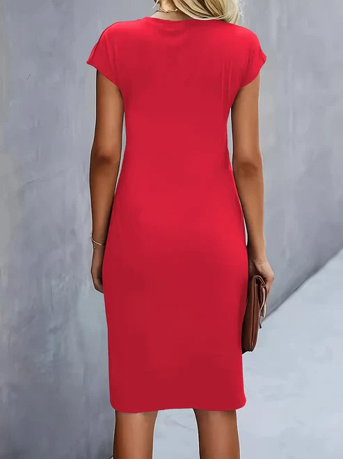 Luna’s Midnight Whisper Draped Midi Dress