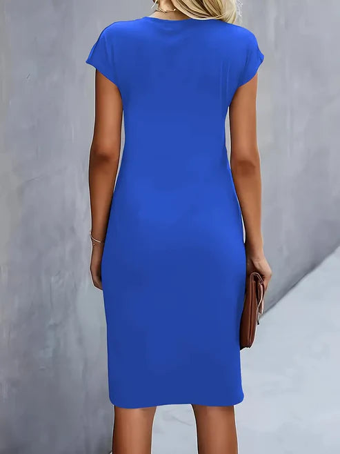Luna’s Midnight Whisper Draped Midi Dress