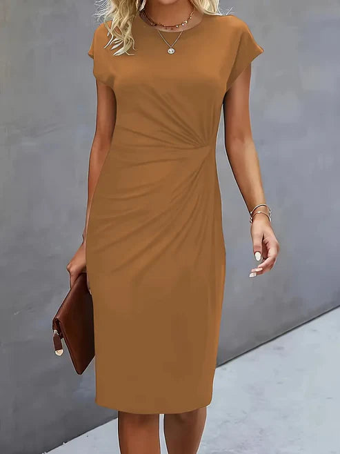 Luna’s Midnight Whisper Draped Midi Dress