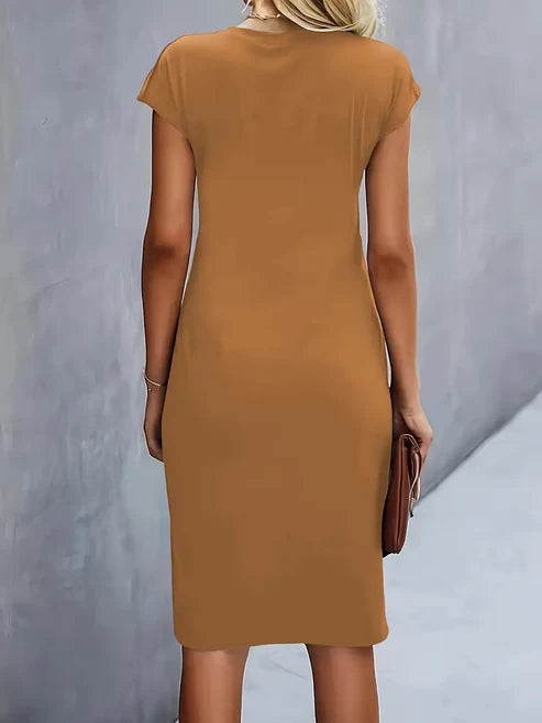 Luna’s Midnight Whisper Draped Midi Dress