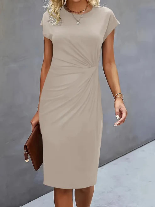 Luna’s Midnight Whisper Draped Midi Dress