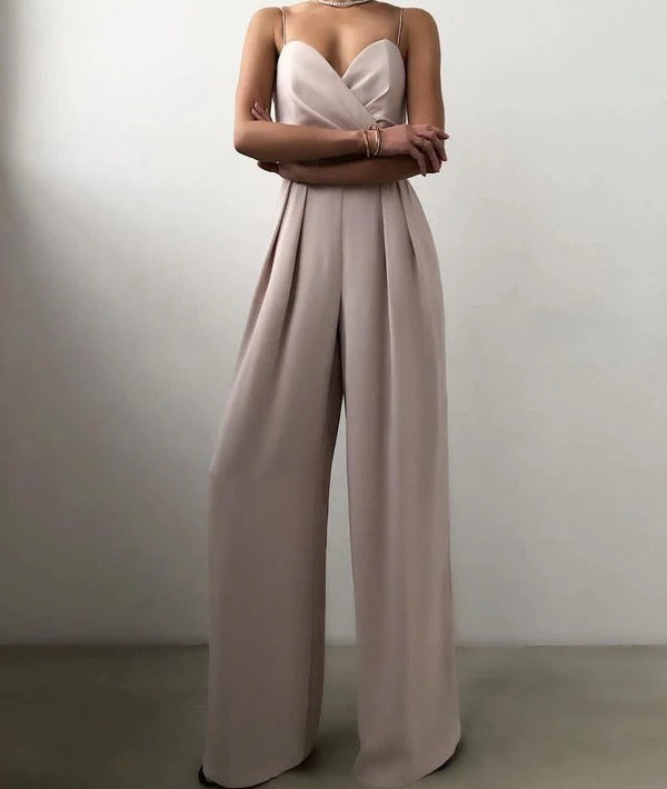 Luna’s Midnight Allure Pleated Wide-Leg Jumpsuit