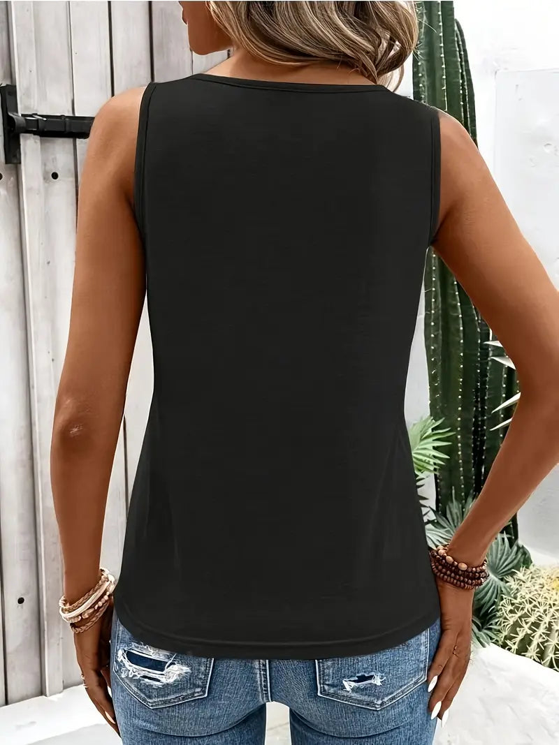 Luna’s Midnight Allure Ring Detail Tank Top