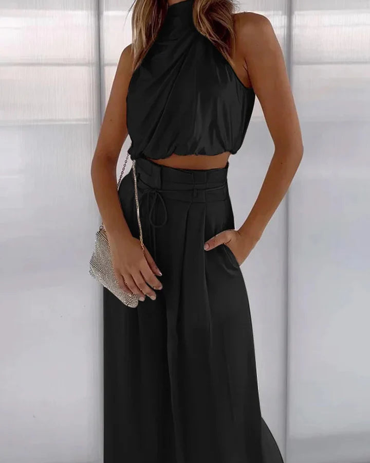 Luna’s Midnight Whisper Draped Halter Set