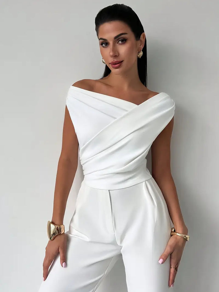 Luna’s Modern Grace Draped Shoulder Top