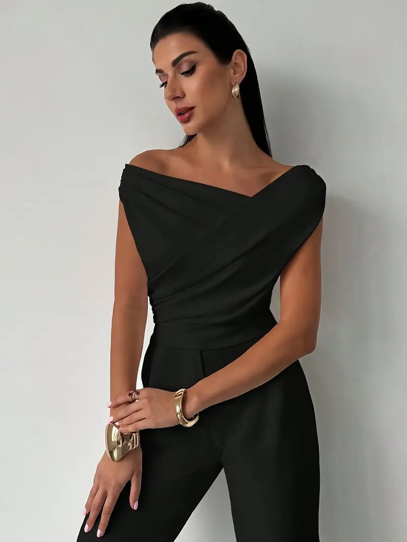 Luna’s Modern Grace Draped Shoulder Top