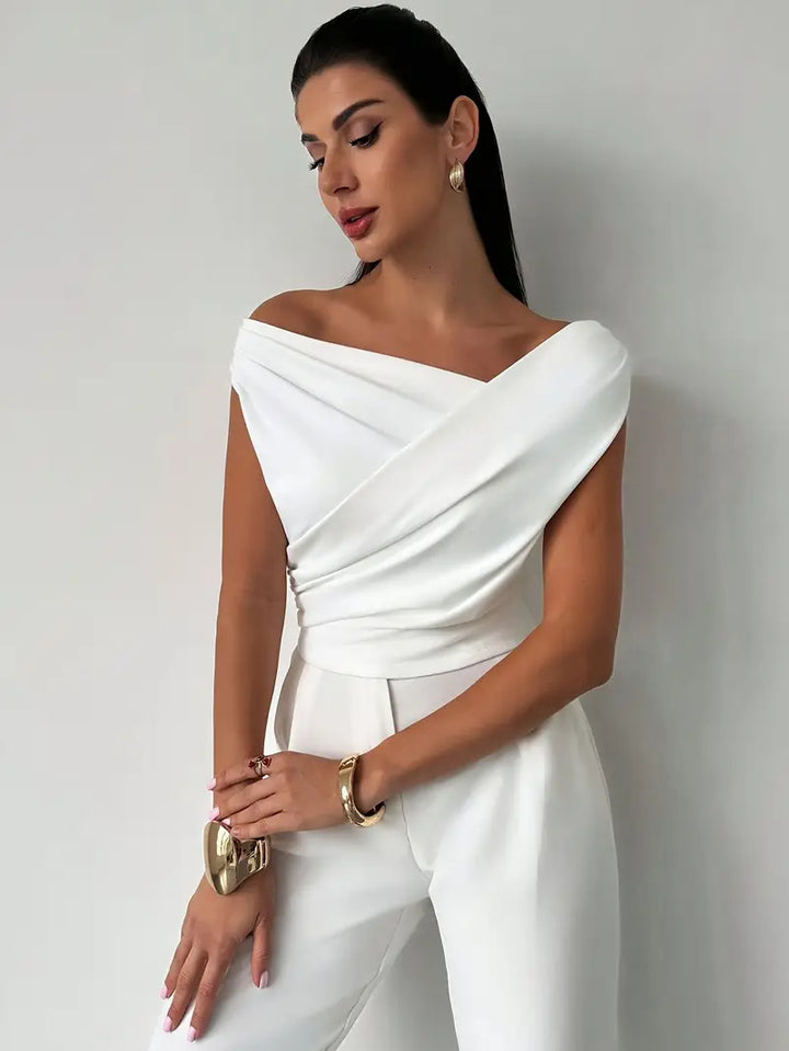 Luna’s Modern Grace Draped Shoulder Top