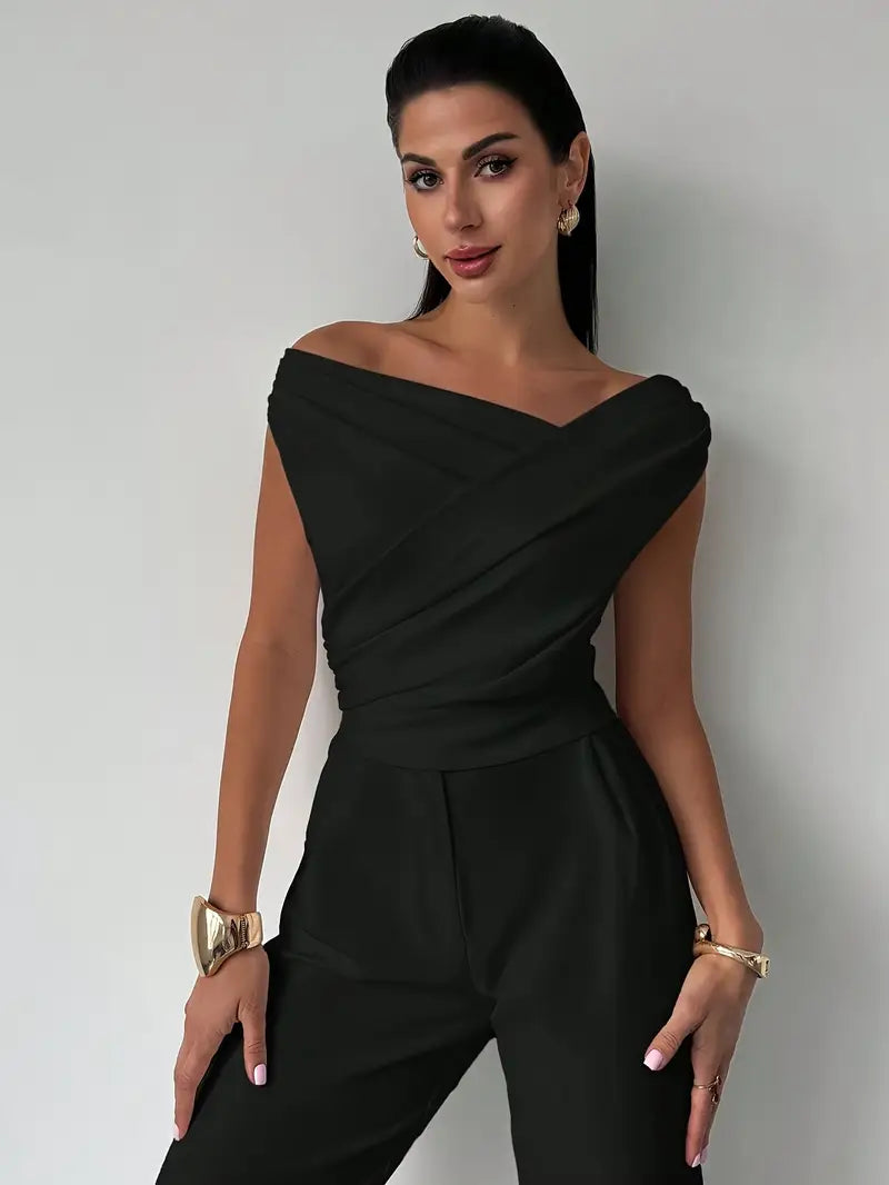 Luna’s Modern Grace Draped Shoulder Top