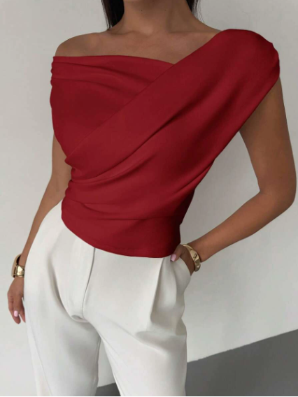 Luna’s Modern Grace Draped Shoulder Top