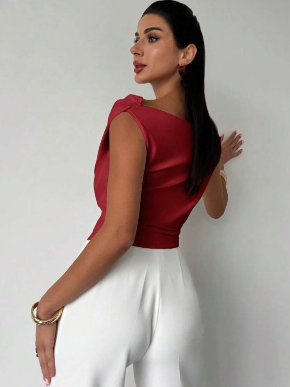 Luna’s Modern Grace Draped Shoulder Top