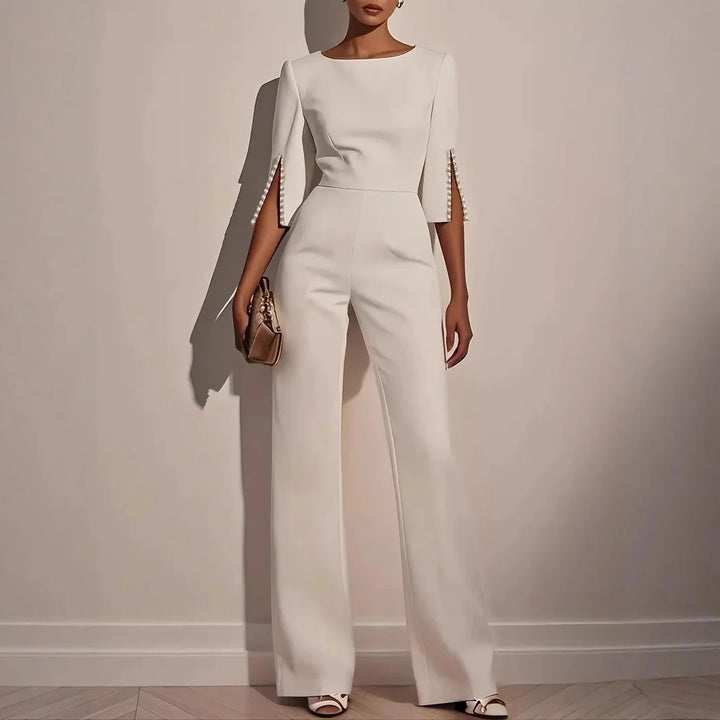 Luna’s Modern Grace Pearl-Slit Jumpsuit