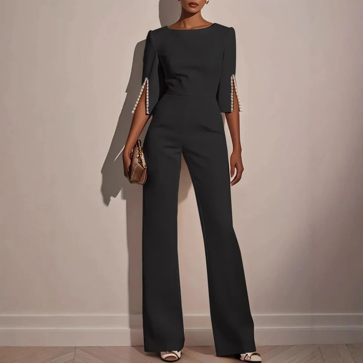 Luna’s Modern Grace Pearl-Slit Jumpsuit