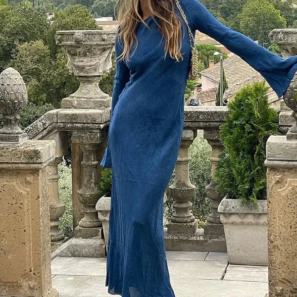 Luna's Moonlit Grace Flared Sleeve Maxi Dress – Luna Mae