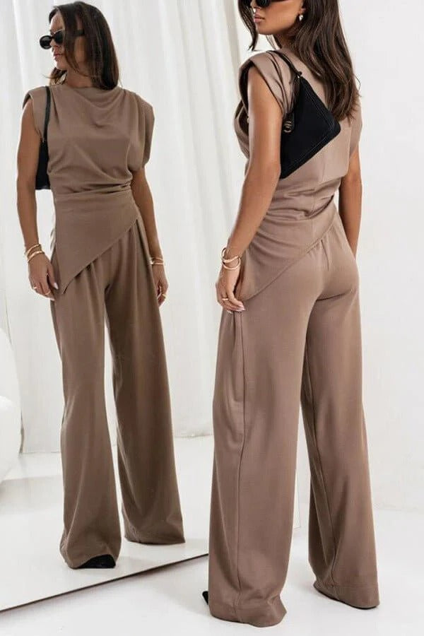 Luna’s Poised Allure Draped Two-Piece Set