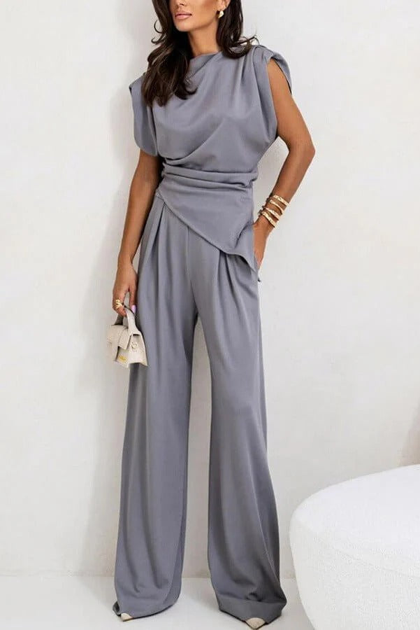 Luna’s Poised Allure Draped Two-Piece Set