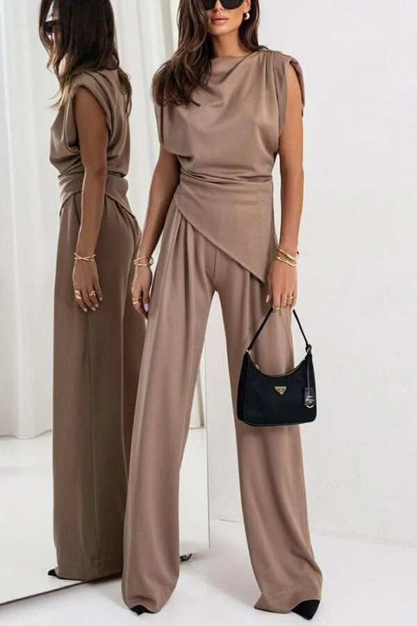 Luna’s Poised Allure Draped Two-Piece Set