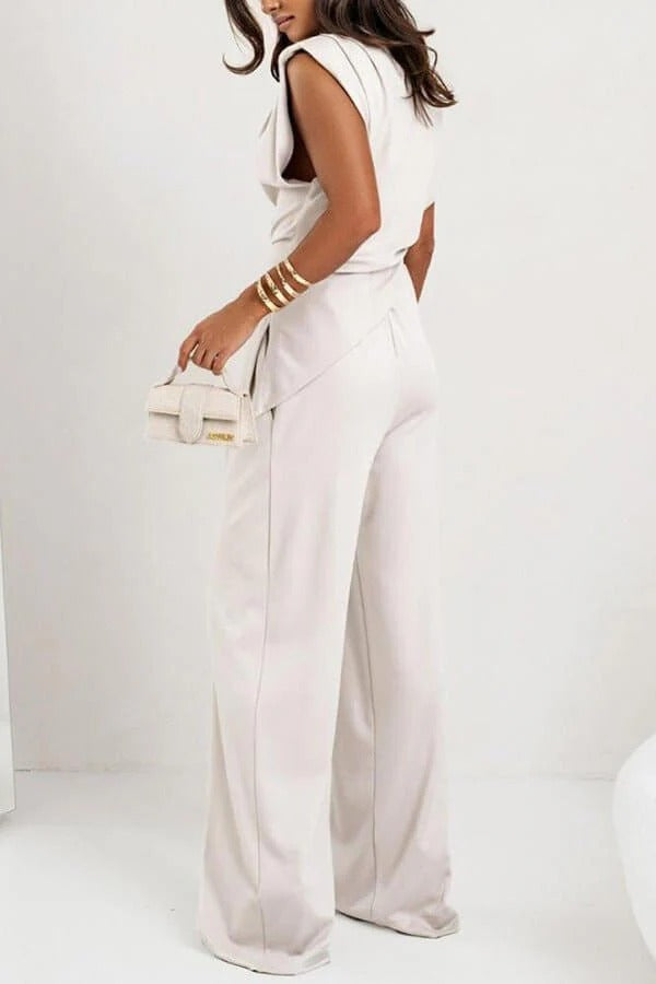 Luna’s Poised Allure Draped Two-Piece Set
