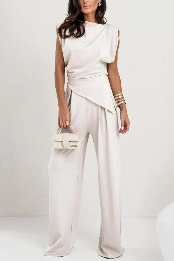 Luna’s Poised Allure Draped Two-Piece Set