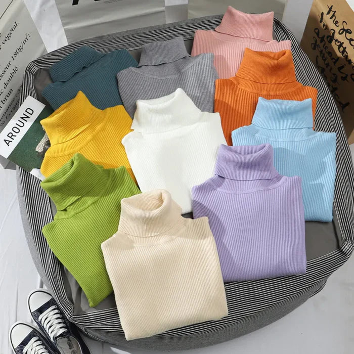Luna’s Poised Allure Ribbed Turtleneck Top