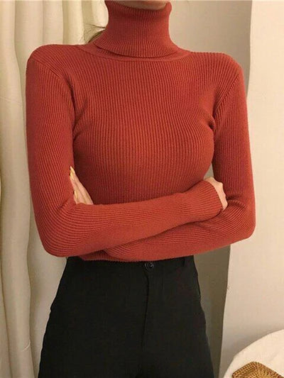 Luna’s Poised Allure Ribbed Turtleneck Top