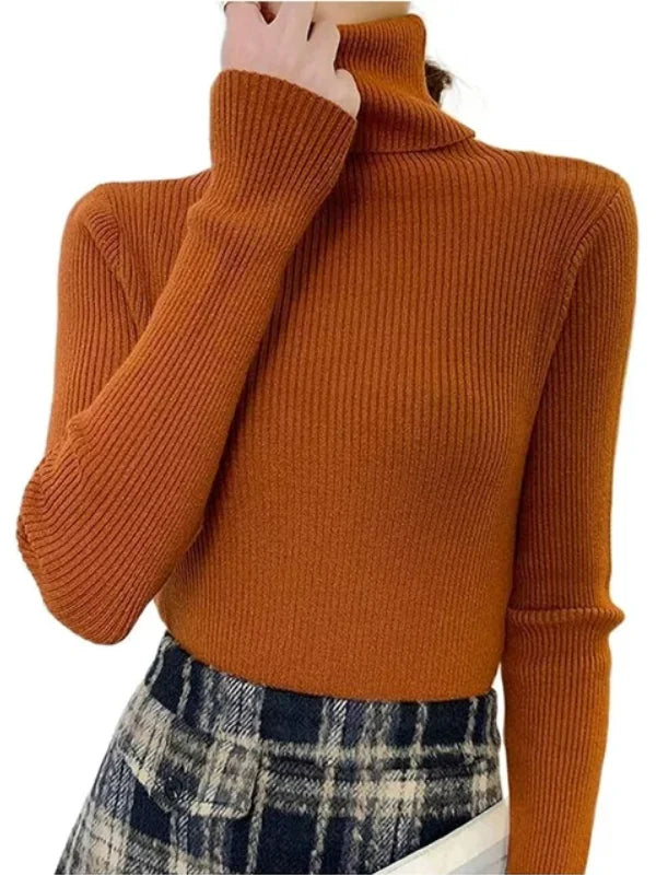 Luna’s Poised Allure Ribbed Turtleneck Top