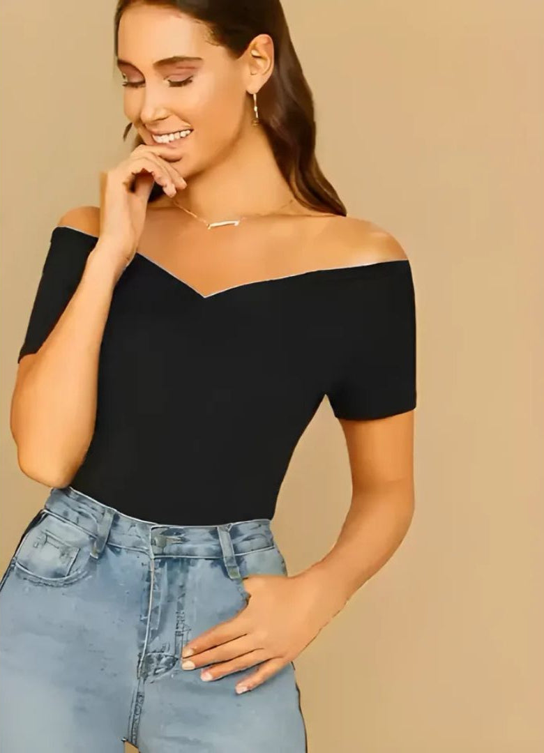 Luna’s Poised Charm Off-Shoulder Top