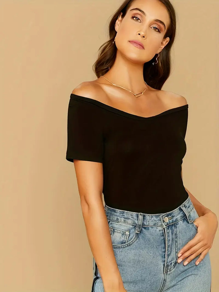 Luna’s Poised Charm Off-Shoulder Top