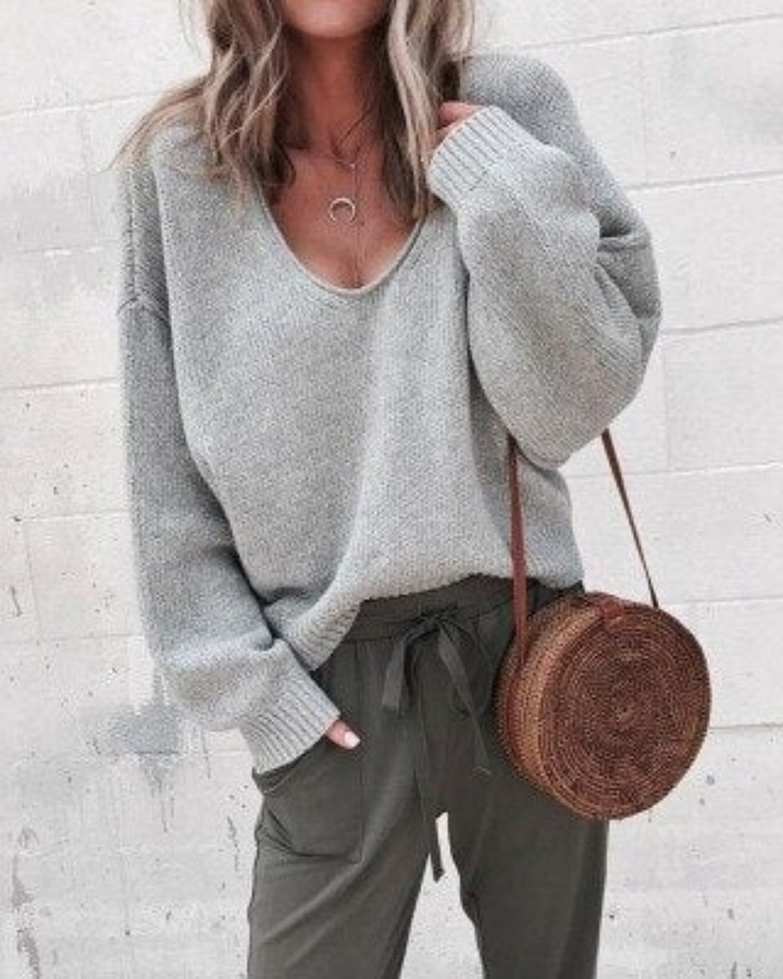 Luna’s Round Neck Draped Oversized Knit Jumper
