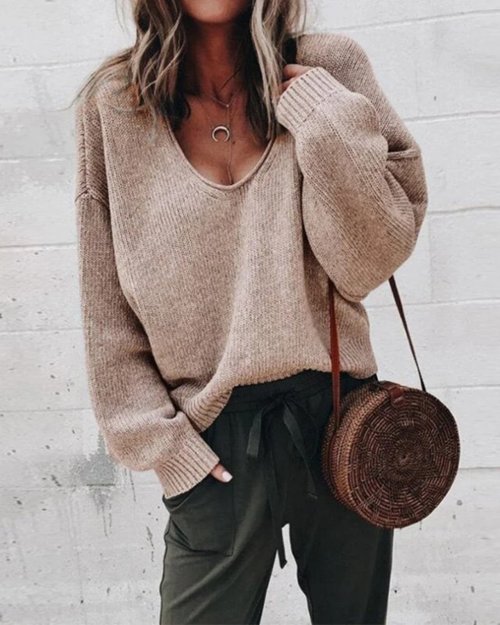 Luna’s Round Neck Draped Oversized Knit Jumper