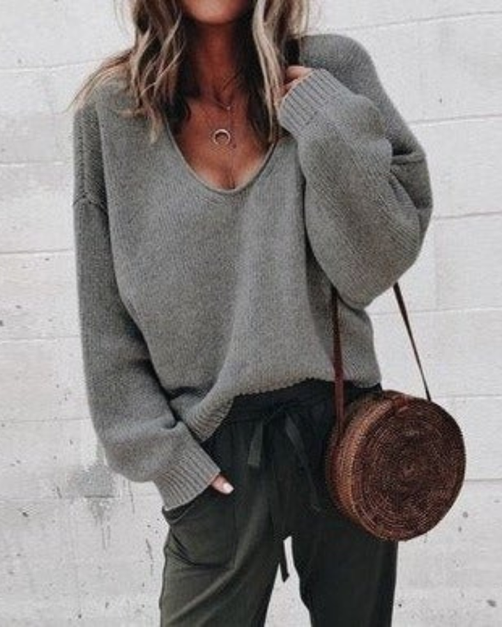 Luna’s Round Neck Draped Oversized Knit Jumper