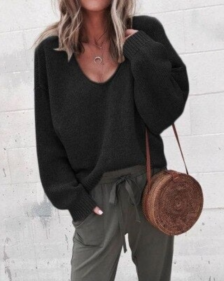 Luna’s Round Neck Draped Oversized Knit Jumper
