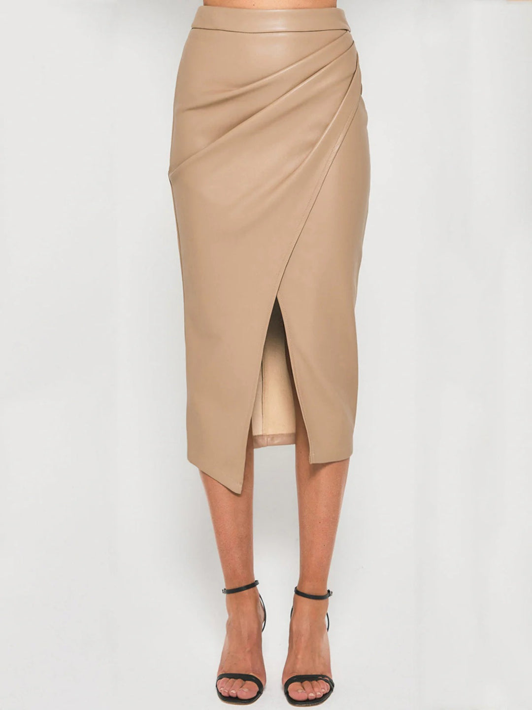 Luna’s Sculpted Elegance Leather Wrap Skirt
