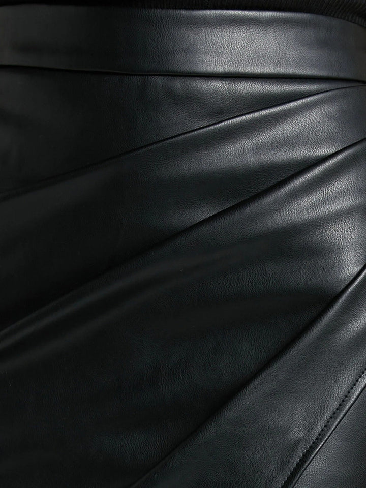 Luna’s Sculpted Elegance Leather Wrap Skirt