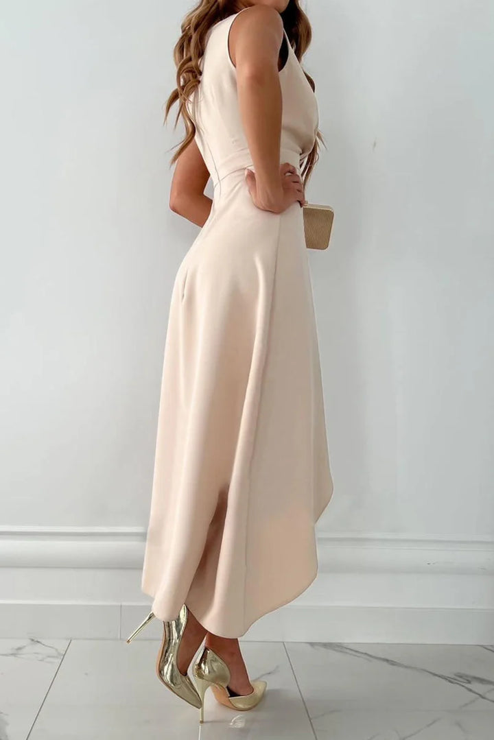 Luna’s Sculpted Grace Draped Midi Dress