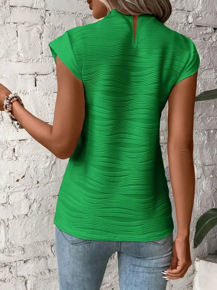 Luna’s Sculpted Grace Pleated Cap Sleeve Top