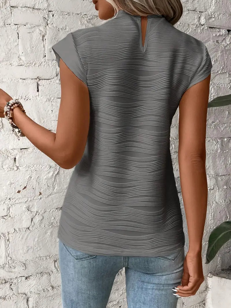 Luna’s Sculpted Grace Pleated Cap Sleeve Top